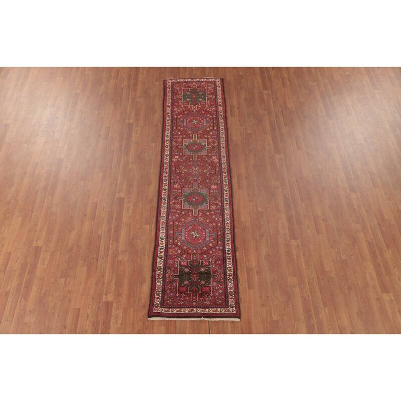 Tribal Geometric Gharajeh Persian Runner Rug Handmade Wool Carpet - 2'4"x 9'7"