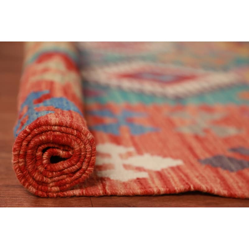 Kilim Oriental Area Rug Hand-Woven Tribal Wool Carpet - 8'2"x 9'8"