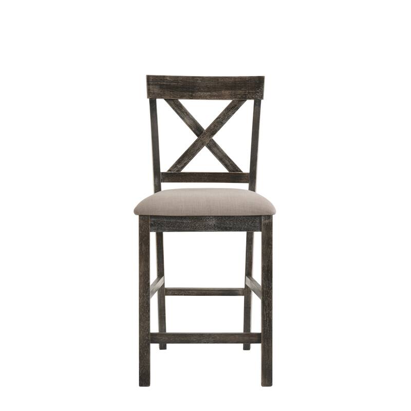 Martha II Tan Linen & Weathered Gray Finish Counter Height Chair (Set of 2)