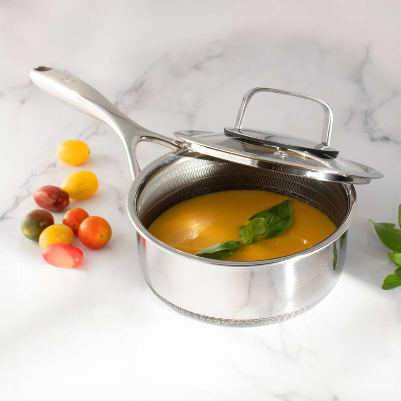 DiamondClad 1.5 Quart Hybrid Nonstick Stainless Steel Saucepan and Lid
