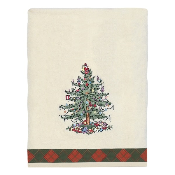 slide 1 of 3, The Spode Christmas Tree® Tartan Bath Towel
