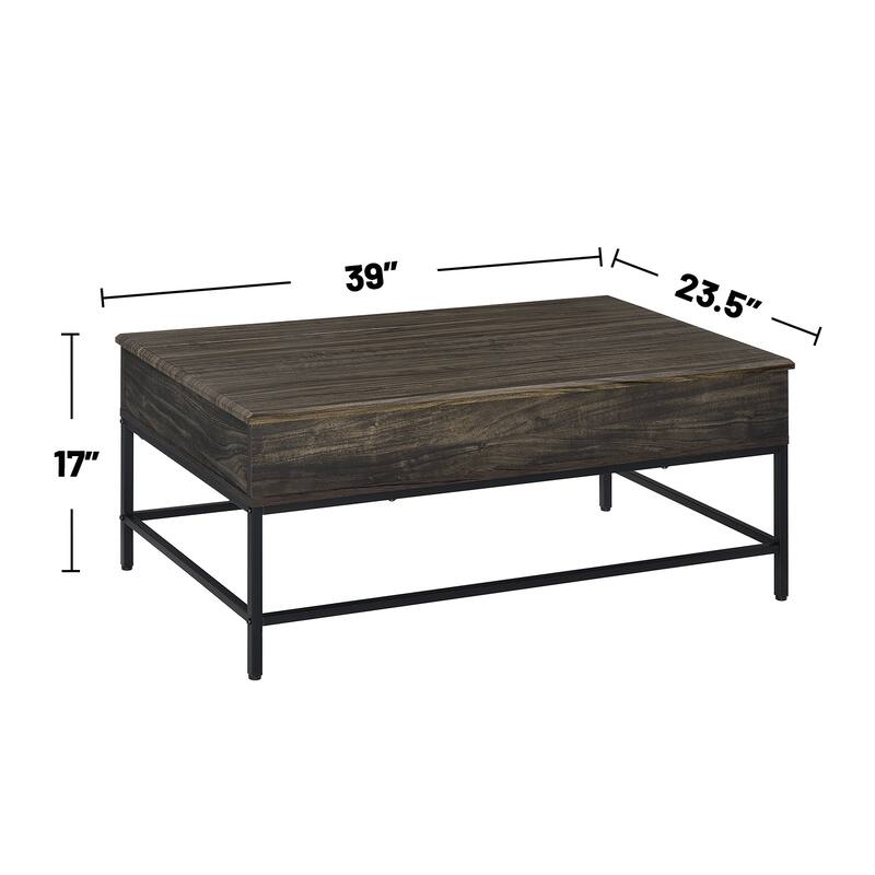 Wood and Metal Coffee Table with Lift Top in Brown