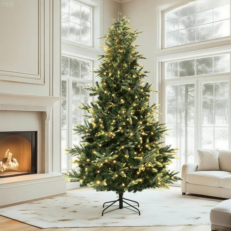 7.5 Ft Pre-Lit Slim Aspen Fir Artificial Christmas Tree -  200 UL Clear Lights, Metal Stand, 5-Yr Warranty|6.5 Foot - Green