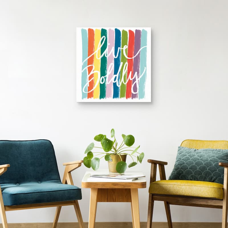 Live Boldly Stripes by Border Bloom Canvas Art Print