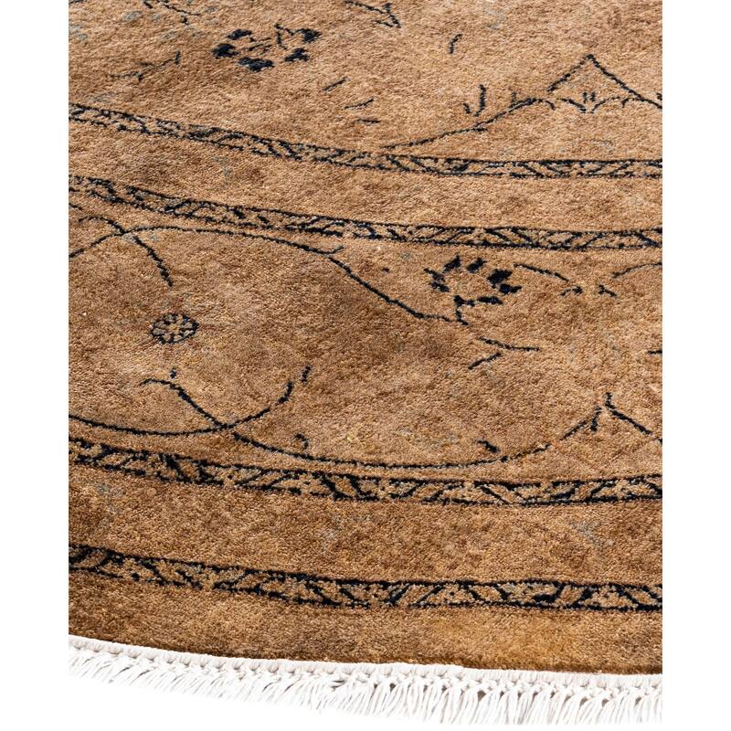 Overdyed One-of-a-Kind Hand-Knotted Round Area Rug - Beige - 8' 1" x 8' 1"