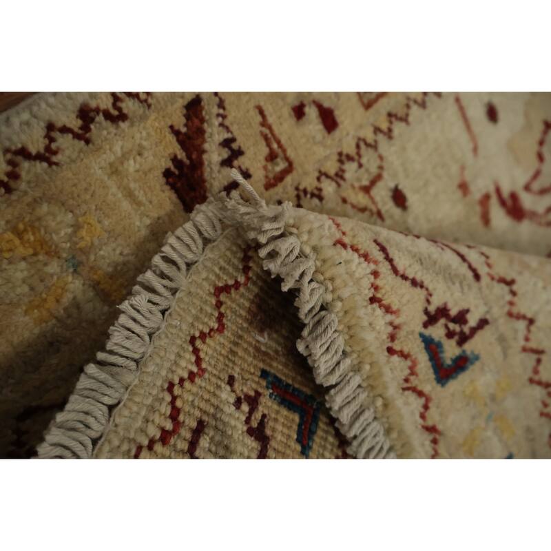 Hand Knotted Oriental 100% Wool Carpet Traditional Floral Beige & Ivories Chobi-Peshawar Area Rug - 3' 0'' X 2' 0''