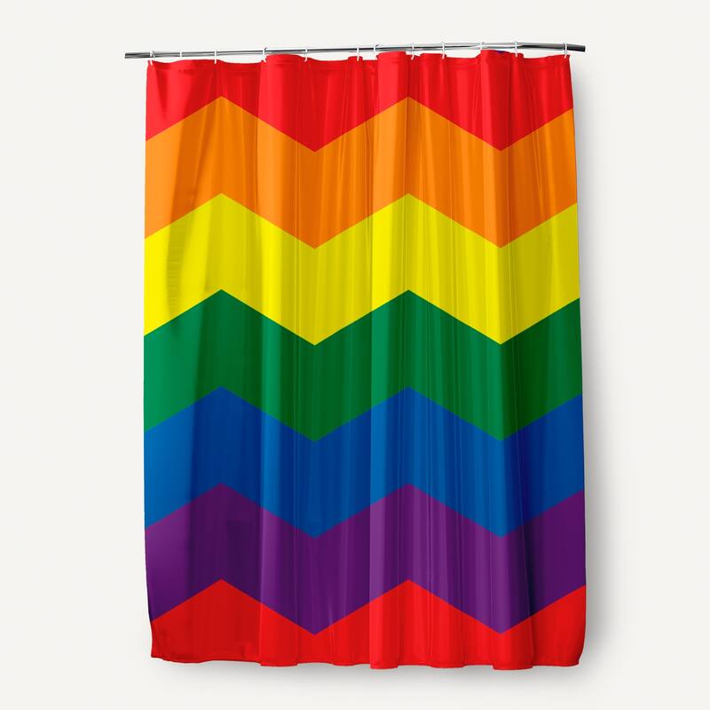 Inclusive Pride Flag Durable Poly Shower Curtain - Pride Chevron