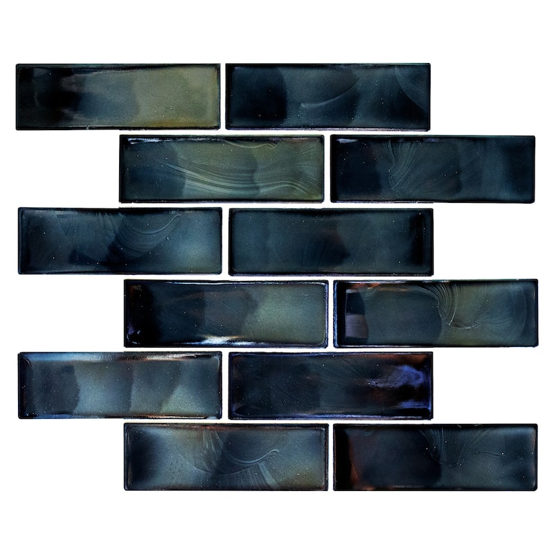 Ackland AKM-G-2X6SW-CA 12" x 12" Glass Brick Wall Mosaic Tile - Glossy - Crema Luxe