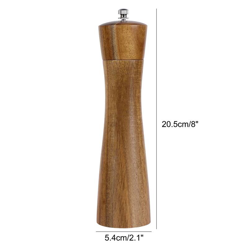 Household Kitchen Wooden Salt Spice Pepper Mill Grinder Shaker Wood Color 8 Inch