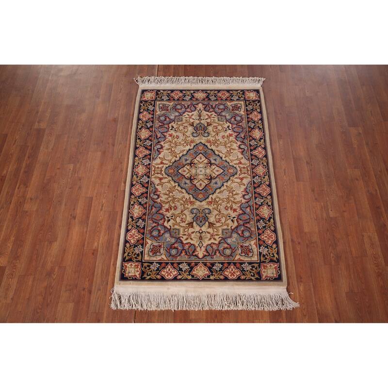 Floral Art Deco Chinese Foyer Rug Hand-Knotted Wool Carpet - 3'2"x 5'1"