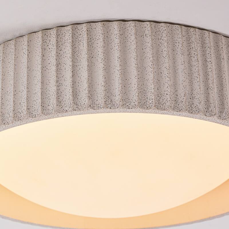 15W Modern Beige Cement LED Flush Mount Ceiling Light, Minimalist Textured Design for Bedroom & Bathroom - 1 Light