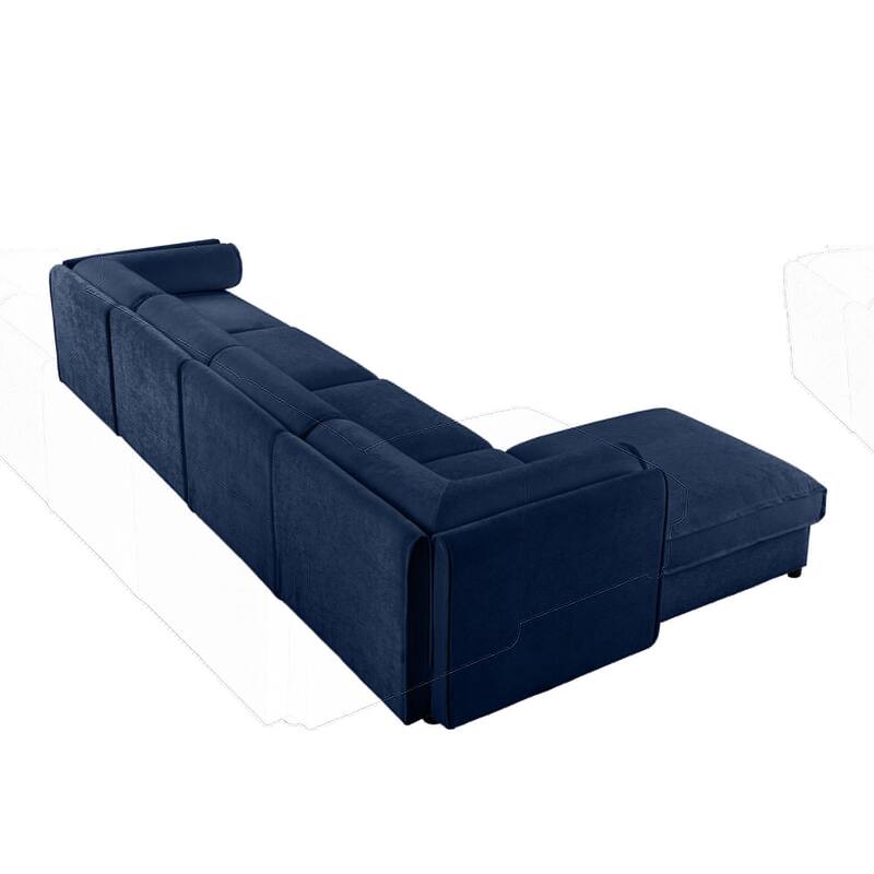 142.5" Chenille Upholstered L-Shaped Modular Sectional Sofa with Storage Seat, DIY Combination