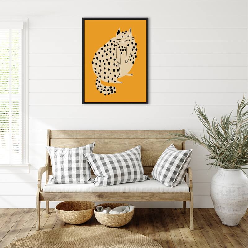 Spotted Cat Delight by Little Dean Framed Canvas Wall Art