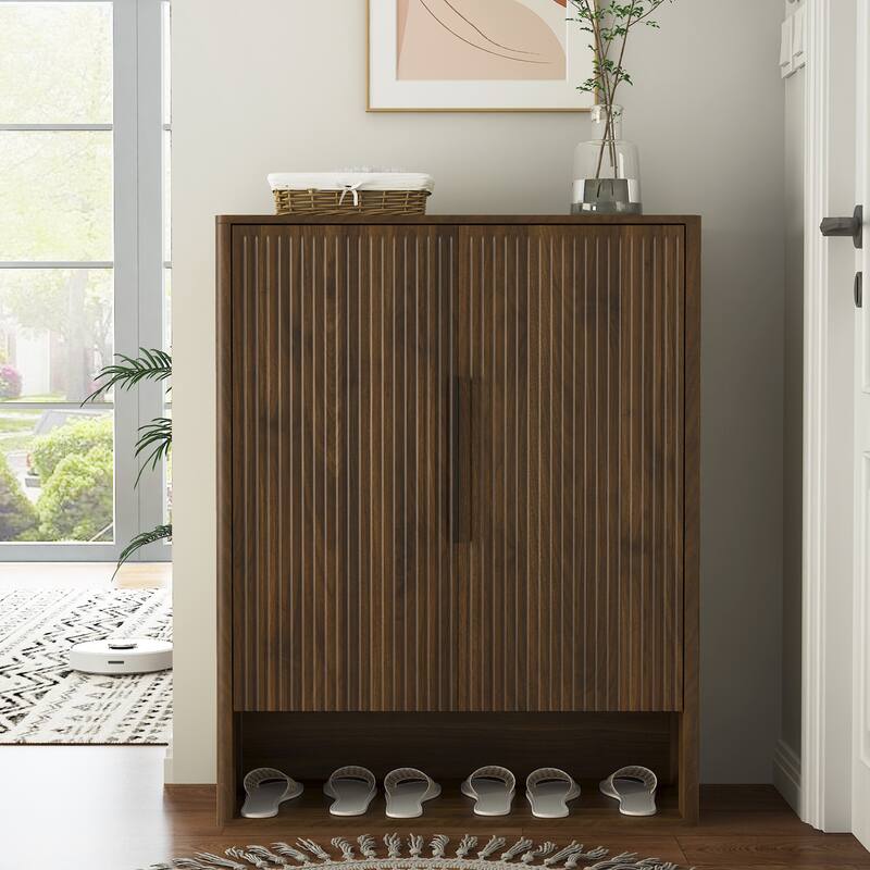 Roomfitters Shoe Storage Cabinet, Modern Entryway Organizer with Adjustable Shelves, Space Saving Furniture