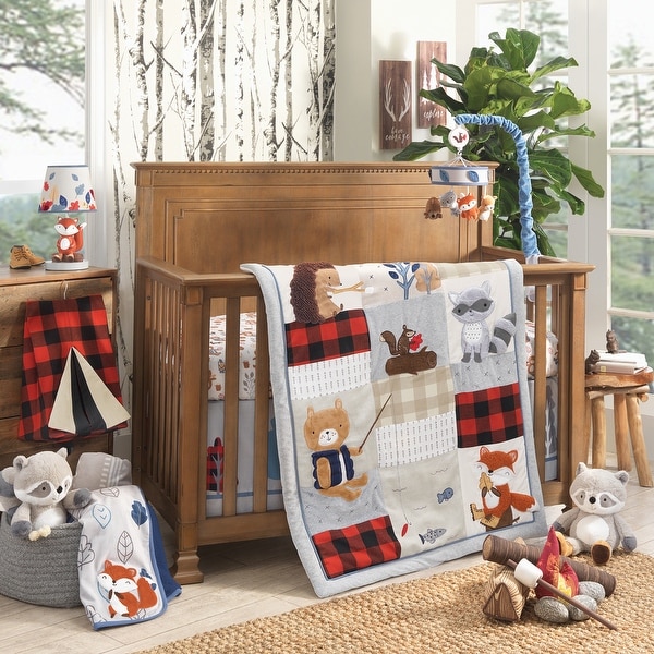 Lambs Ivy Little Campers Woodland Animal 5 Piece Baby Crib Bedding Set Gray Bed Bath Beyond 23499668