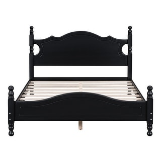Full Retro Wood Platform Bed with Wooden Slats for Support