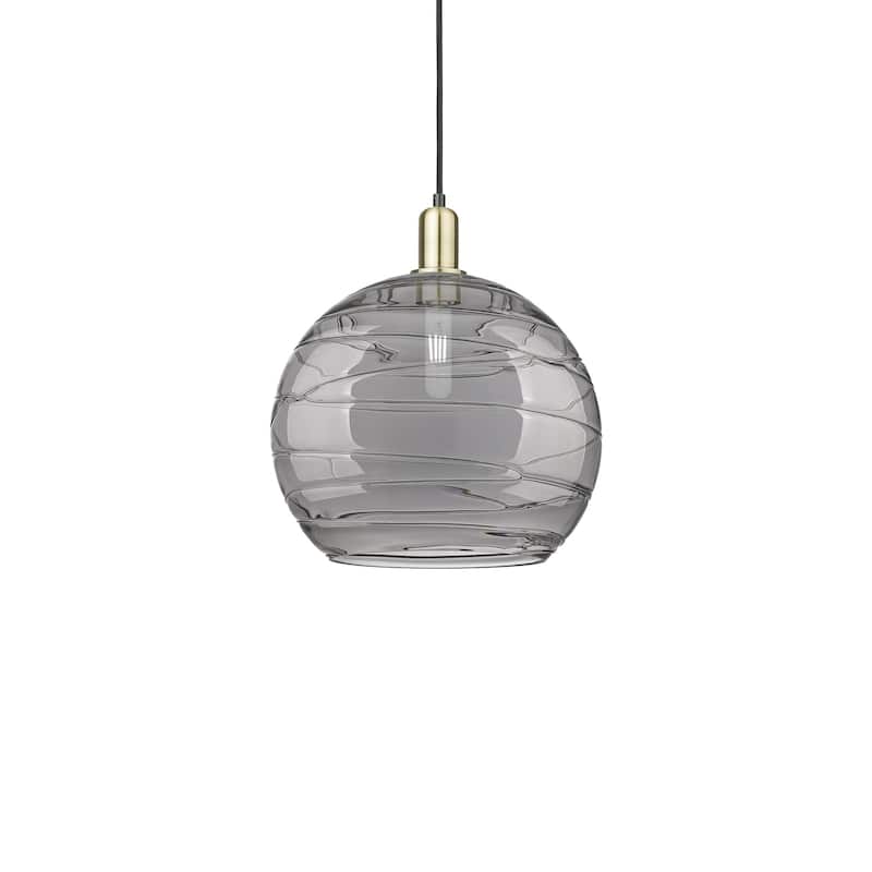 Innovations Lighting 716-1P-16-14 Athens Deco Swirl Pendant Athens - Black Antique Brass / Light Smoke Deco Swirl