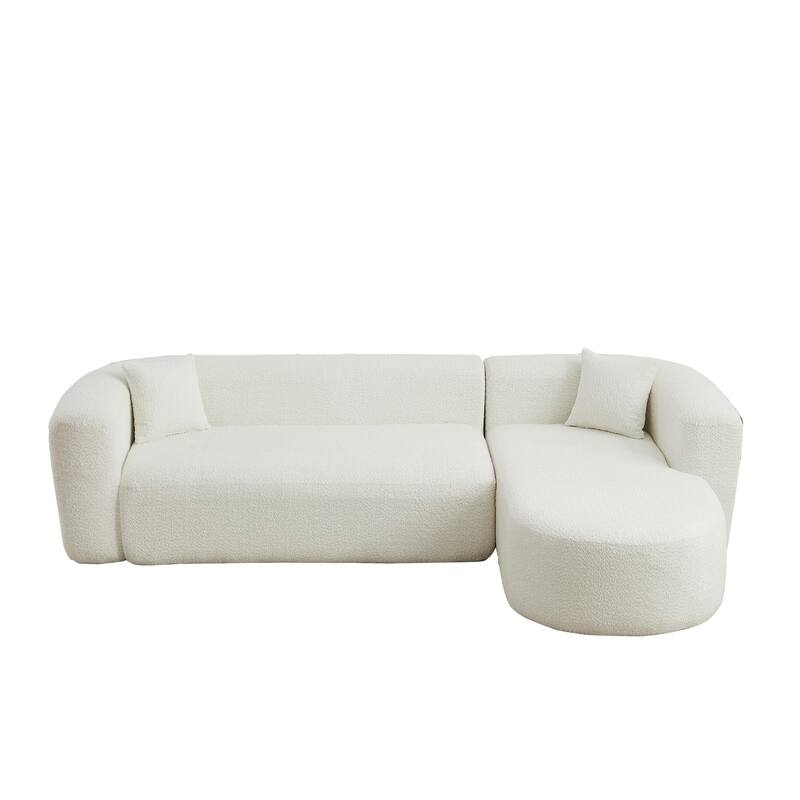 L-Shaped Modular Sectional Sofa, Comfy Chenille Boneless Cloud Couch, Corner Deep Seat Sofa with 2 Throw Pillows