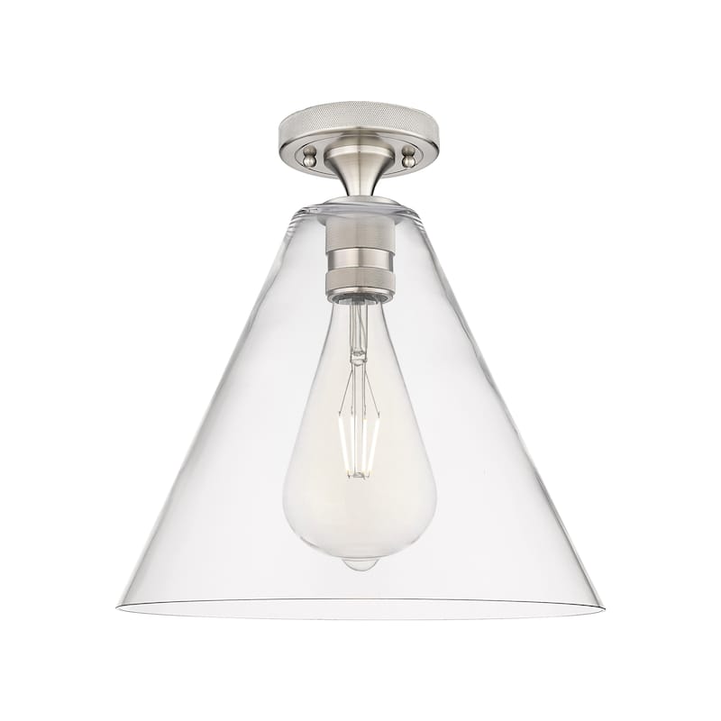Innovations Lighting Downtown Urban - Crown Point - 1 Light 12" Berkshire Flush Mount - Clear/Satin Nickel