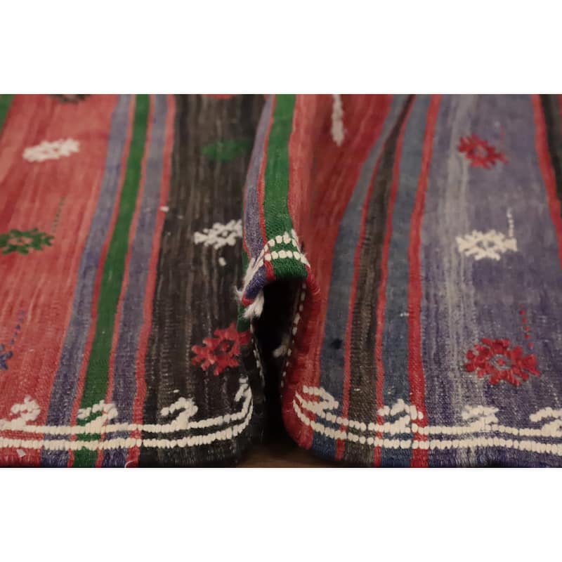 Hand Woven Oriental 100% Wool Carpet Southwestern Tribal Multi-Colored Kilim Area Rug - 9' 9'' X 4' 10''