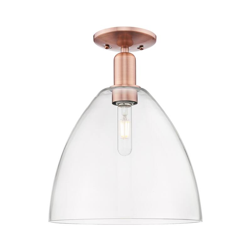 Innovations Lighting Endless Possibilities Arcadia - Bristol - 1 Light 12" Semi-Flush Mount - Clear/Antique Copper