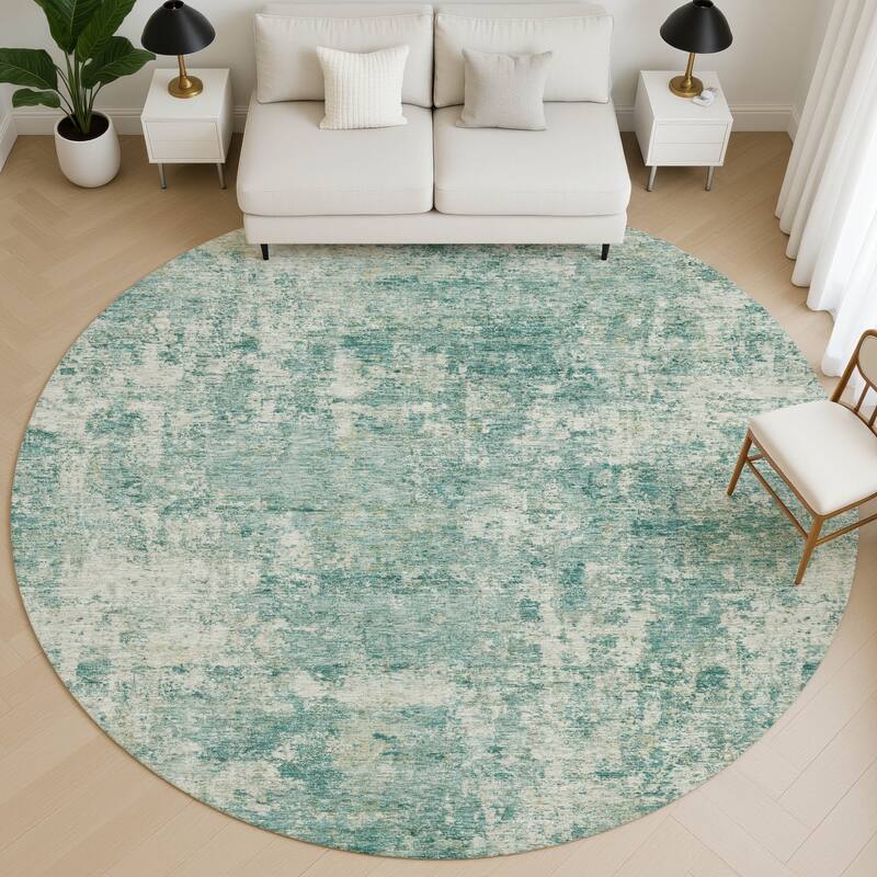 Premium Washable Super Soft Abstract Casual Mayfield Rug - Teal - 8' x 8'