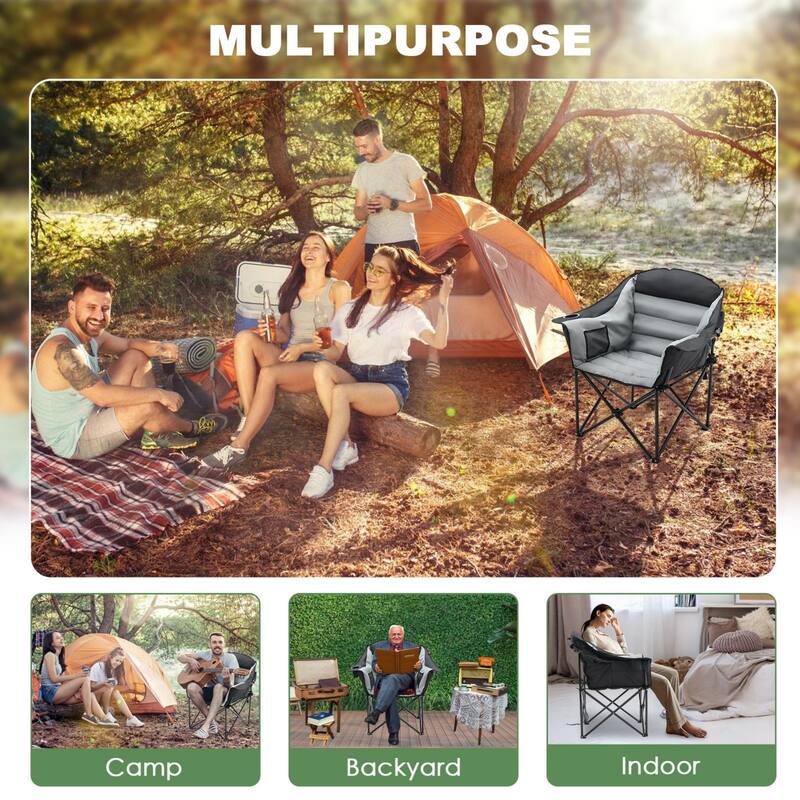 DoCred Oversized Camping Chair, Fully Padded Folding Moon Chair