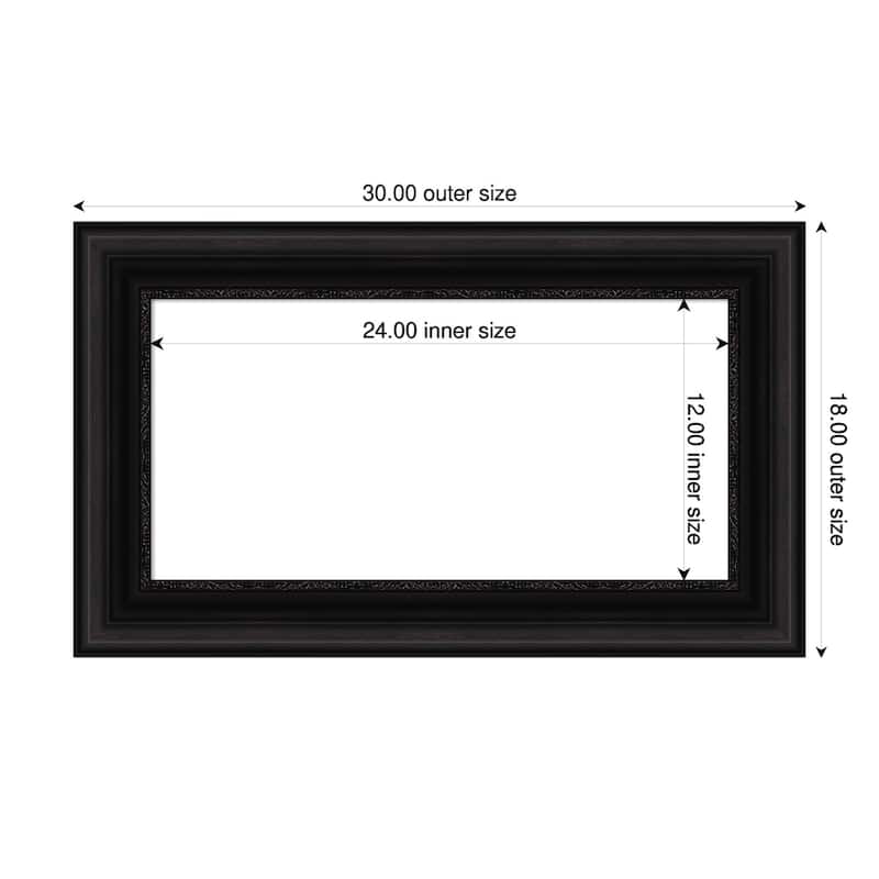 Amanti Art Parlor Black Framed Dry Erase Magnetic Board - 30 x 18 in - Parlor Black