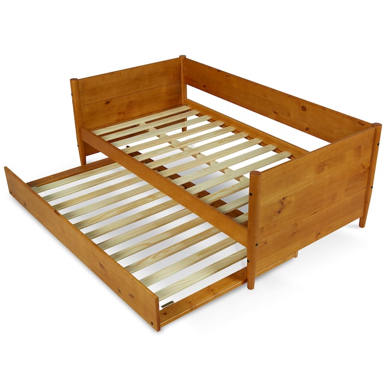 Mid-Century Modern Twin Size Day Bed with Twin Trundle