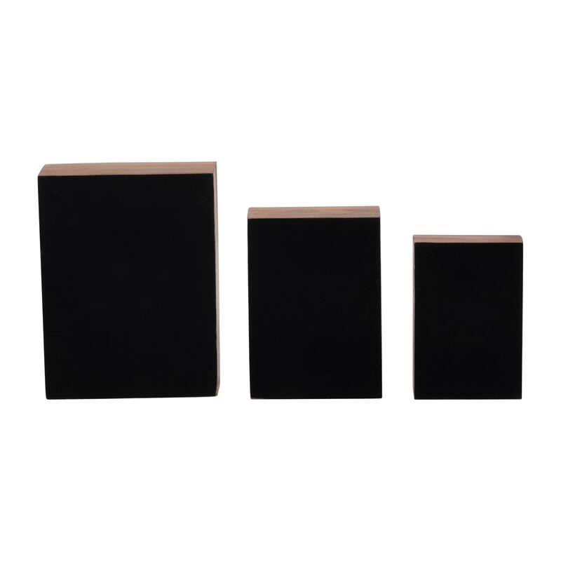 Sagebrook Home Modern Decorative Storage Boxes - Set of 3 Resin, Wood & Fabric Stylish Organizers