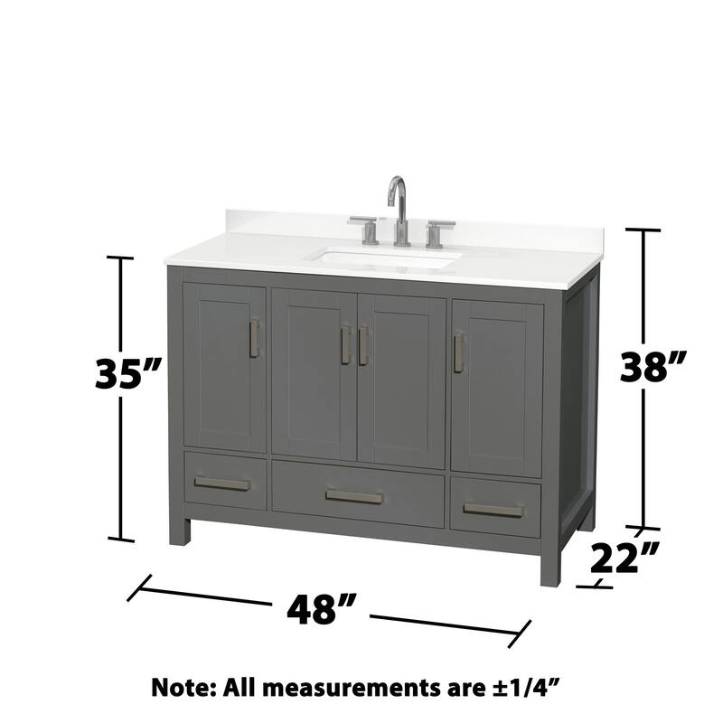 Wyndham Collection WCS141448S-QTZ-US3MED Sheffield 48" Free Standing