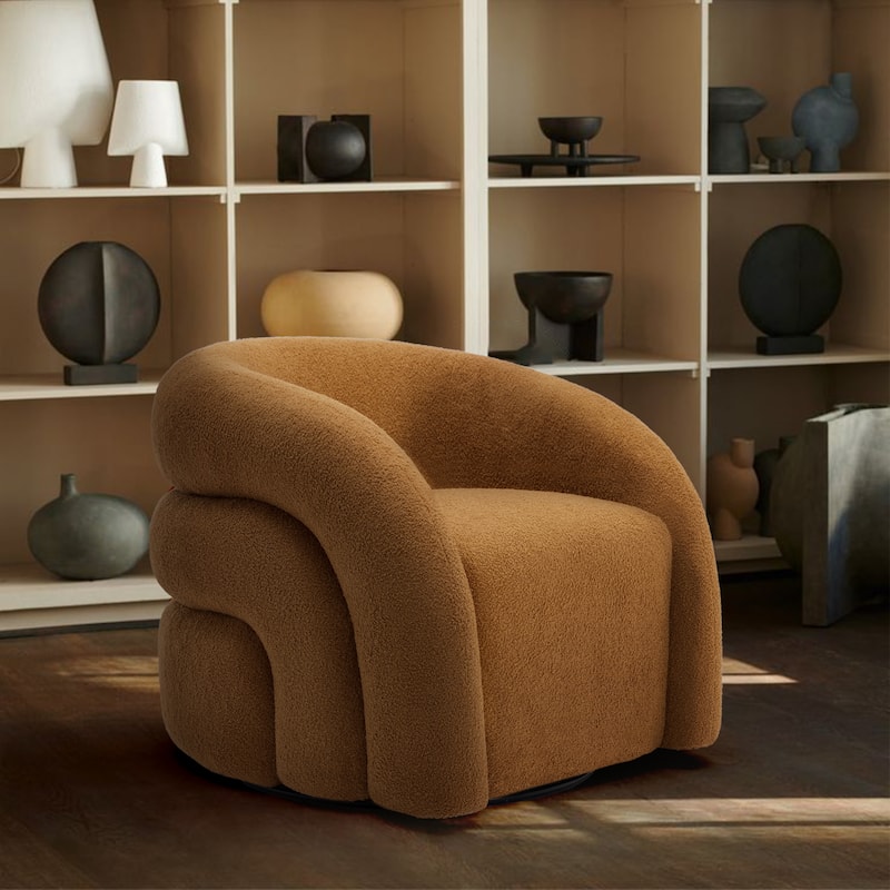 Upholstered Boucle Swivel Accent Chair