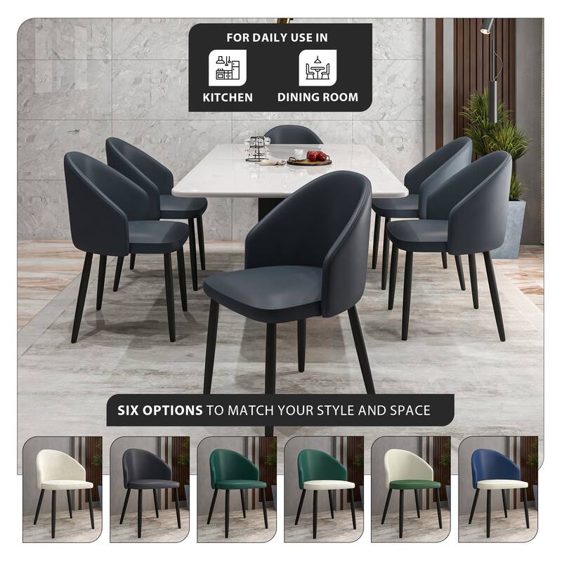 Upholstered Dining Chair in Leather/Fabric/Boucle with Wood Legs Set of 4 Paradiso Collection