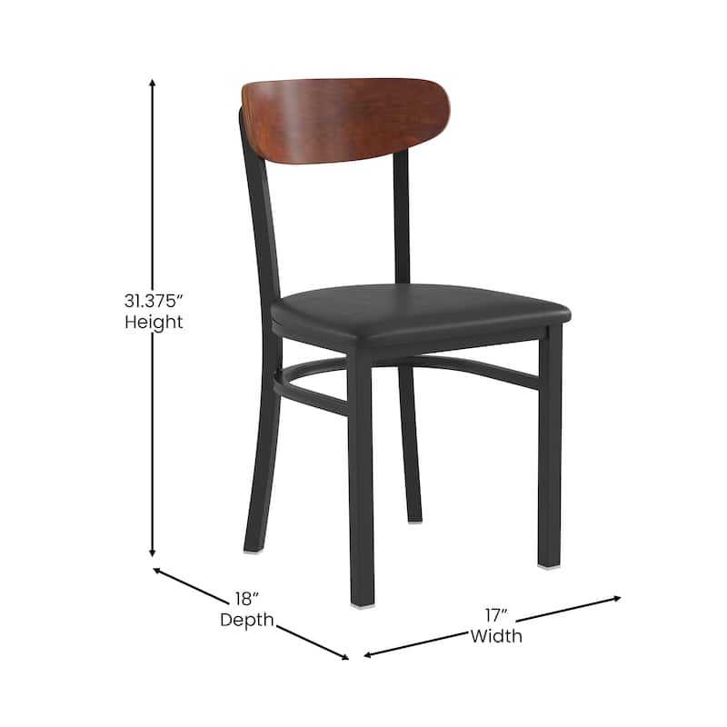 Commercial Metal Dining Chair with Wood Seat and Boomerang Back