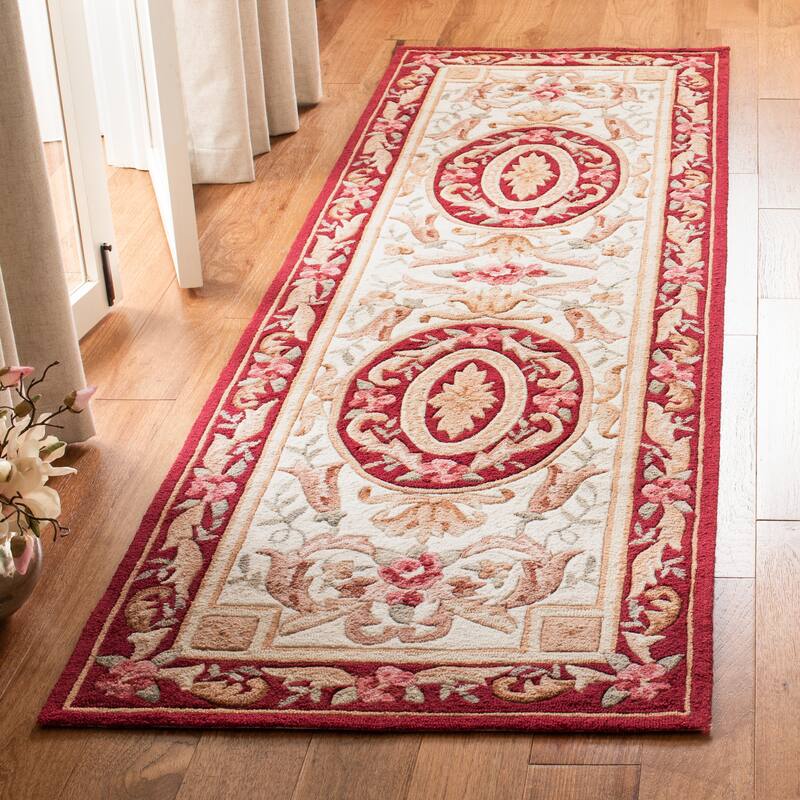 SAFAVIEH Handmade Easy Care Maribel Oriental Rug - 2'6" x 10' Runner - Ivory/Burgundy - Runner