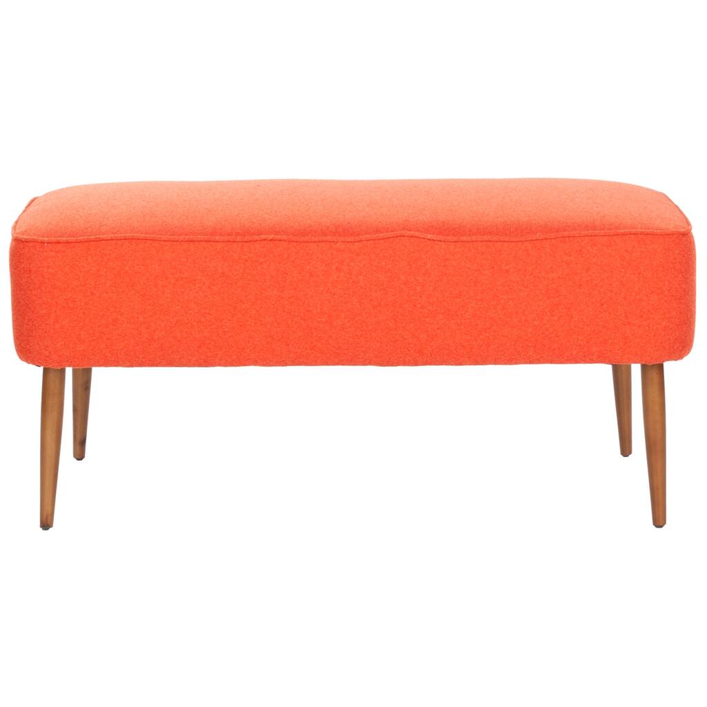 SAFAVIEH Ariane Mid Century Orange Wool Bench - 39.6" x 19.9" x 18.3" - 40Wx20Dx18H