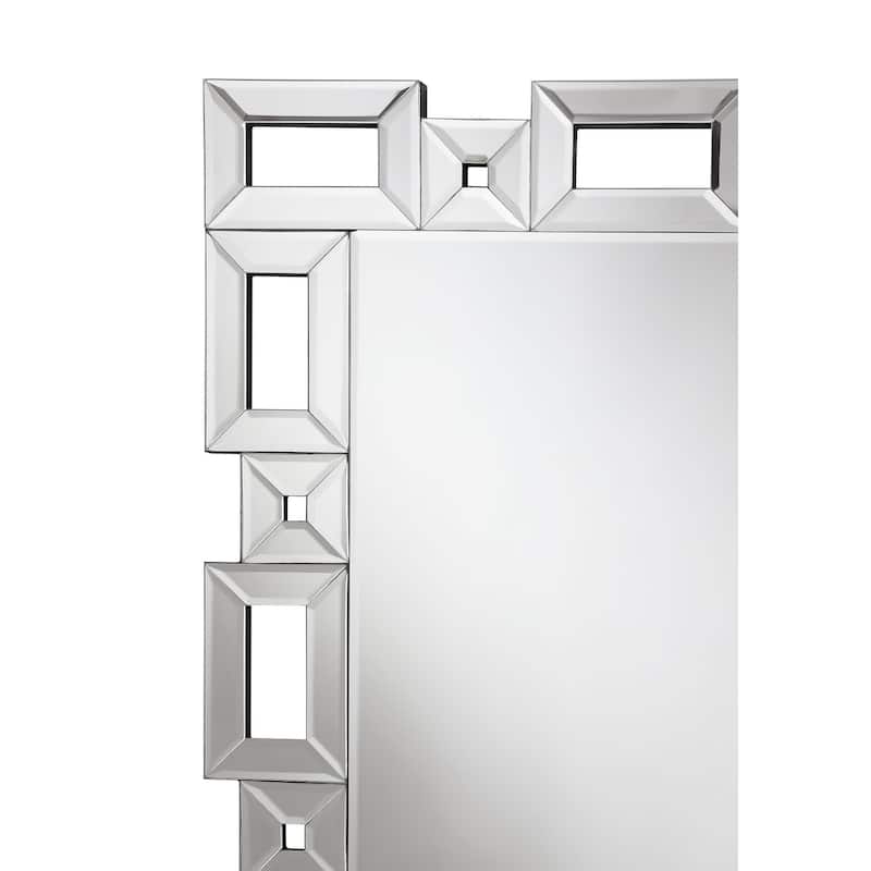 Tavin 24 x 65 Inch Geometric Frame Standing Mirror Silver