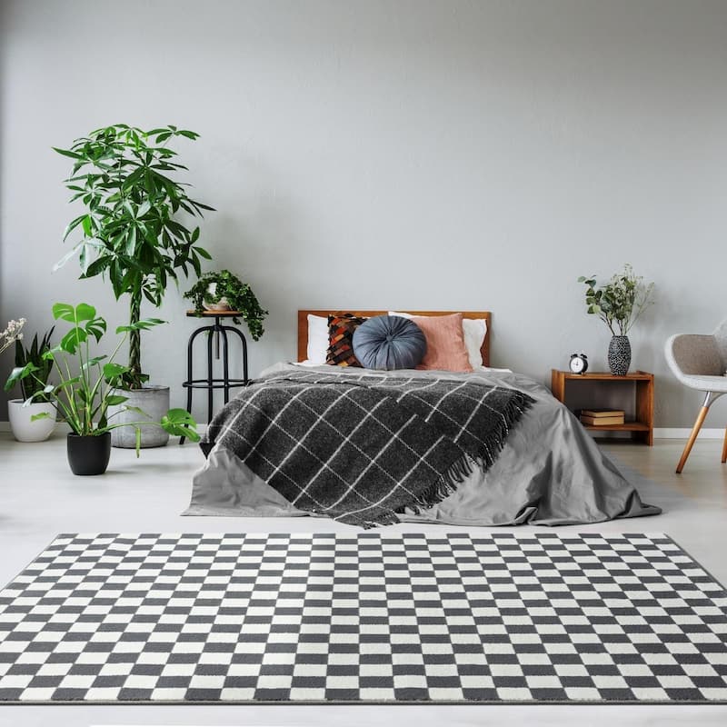 Luxe Weavers Checkered Geometric Gray 5x7 Area Rug