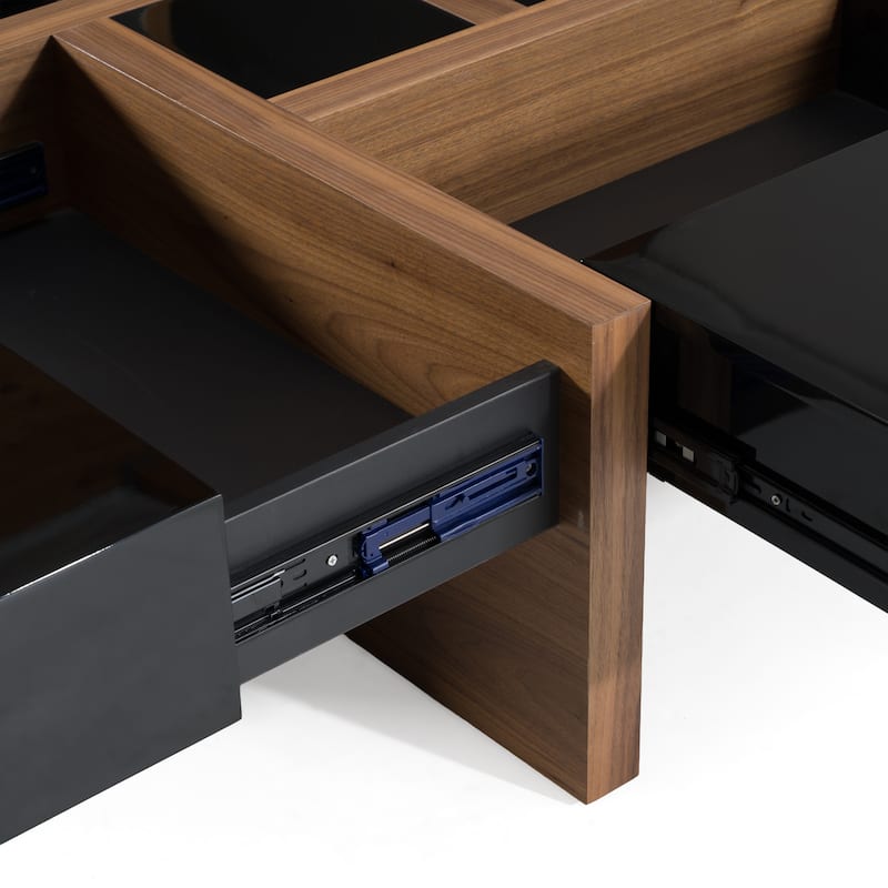 Modrest Makai Modern Black & Walnut Coffee Table