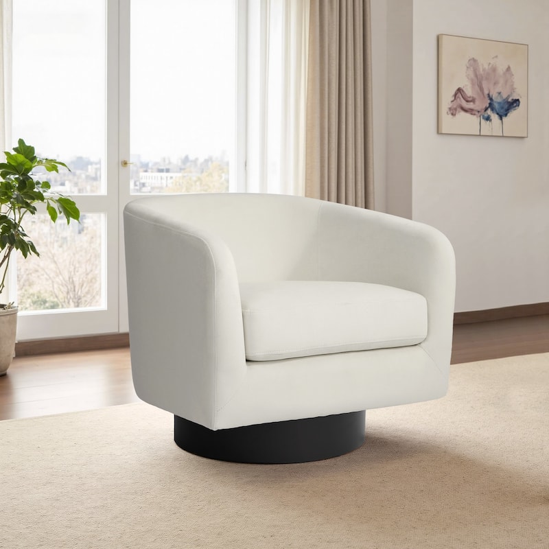 Modern Barrel Swivel Accent Chairs For Living Room - 28" W × 25" D × 26" H - Ivory-Single