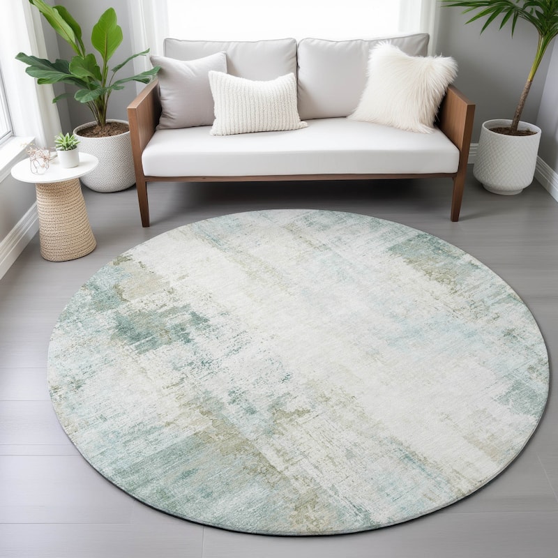 Machine Washable Indoor/Outdoor Abstract Solid Chantille Rug