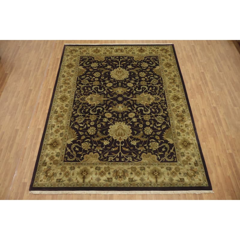 Hand Knotted Oriental 100% Wool Carpet Traditional All-Over Purples Agra Area Rug - 11' 11'' X 9' 0''