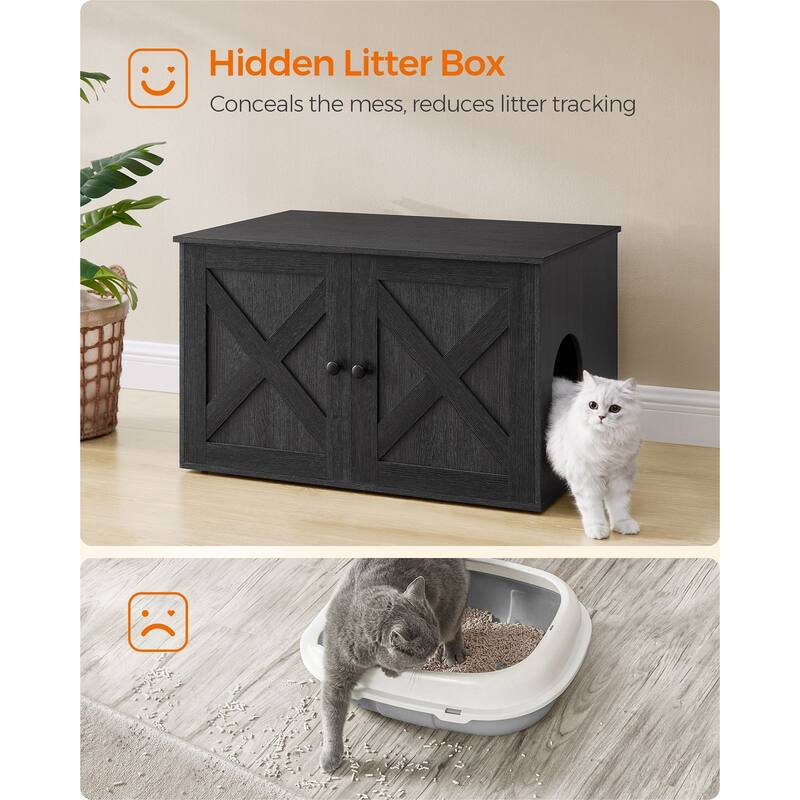 Hidden Cat Litter Box Enclosure, Wooden Cabinet Furniture