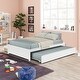 preview thumbnail 17 of 15, Simple Platform Bed Full Size Wood Bed Frame with Twin Trundle and 2 Drawers Suit for Kids Bedroom, No Box Spring Needed White