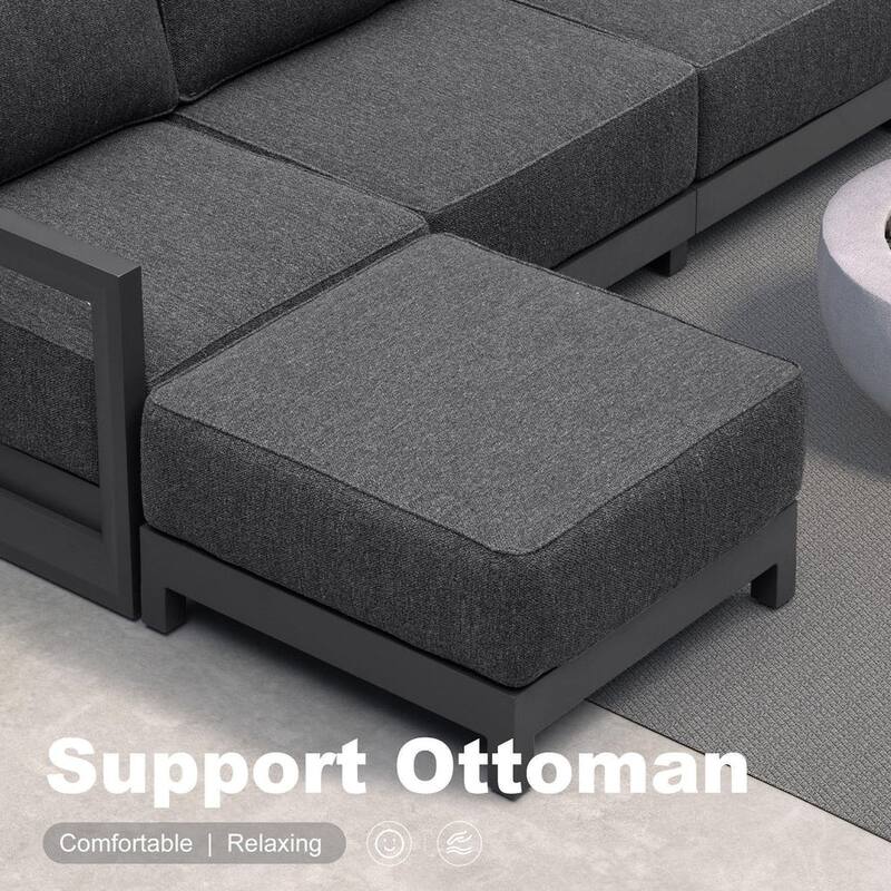 PURPLE LEAF Caesar Grey Sofas Sectionals 4-18 Piece with 9.6" Thick Cushion for Yard Porch Deck Outdoor Patio Conversation Sets