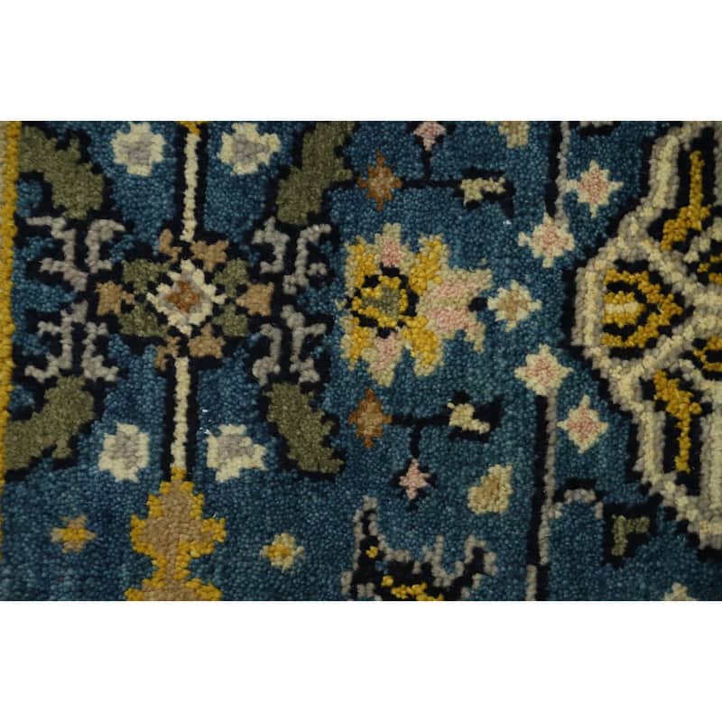 Hand Knotted Oriental 100% Wool Carpet Transitional All-Over Navy Blue & Blues Oushak Runner Rug - 9' 11'' X 2' 5''