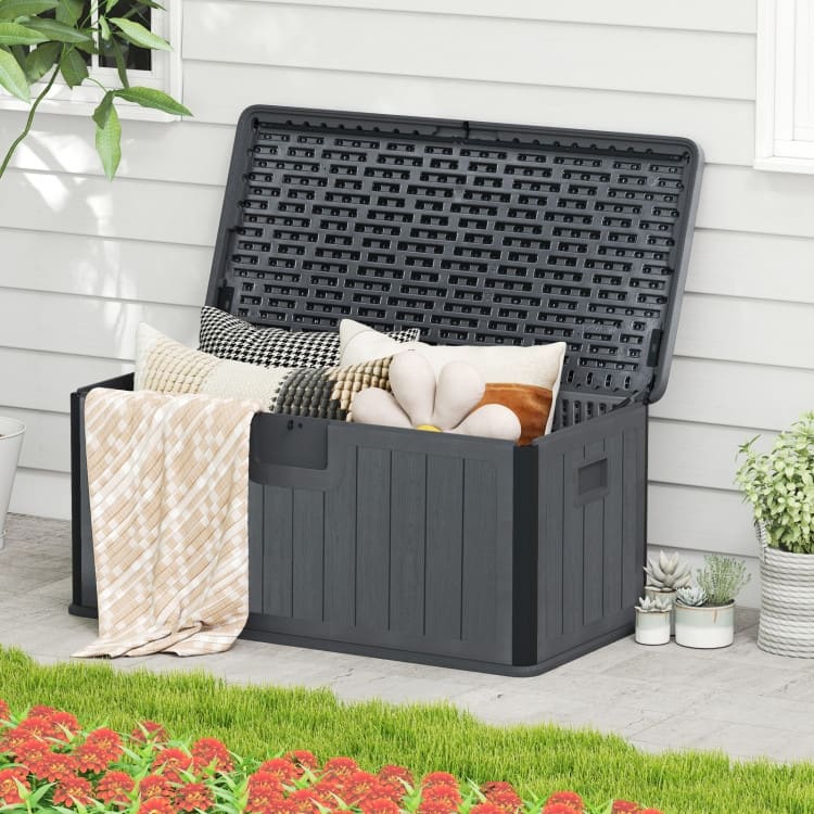 HDPE Outdoor Storage Deck Box with Aluminum Lid and Bench Top - 51" x 25" x 23"