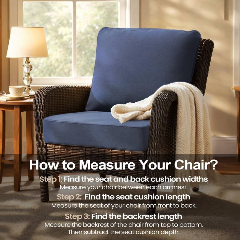 24''Wx24''Dx5.5''in T Outdoor Indoor Patio Premium Fabric Seat Cushions Set (Seat & Back)