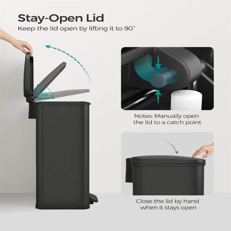 10.5 Gallon Stainless Steel Kitchen Garbage Trash Can with Lid Included 15 Garbage Bags