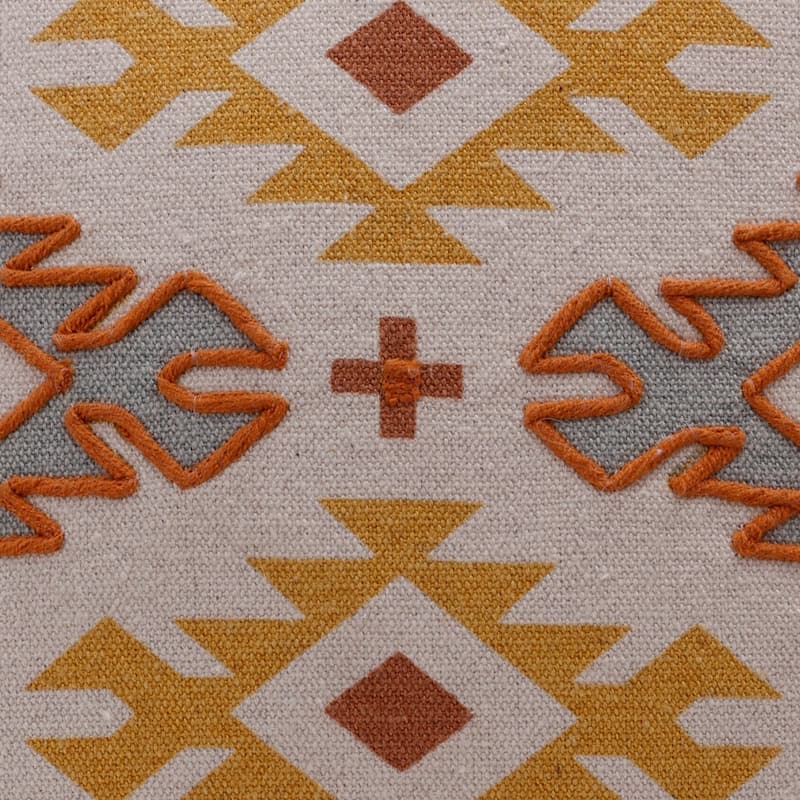 HomeRoots 20" X 20" Yellow And Rust 100% Cotton Geometric Zippered Pillow